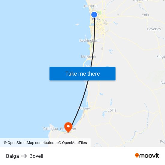 Balga to Bovell map