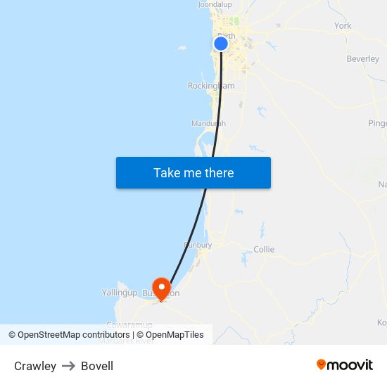 Crawley to Bovell map