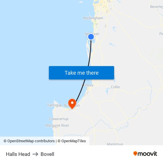 Halls Head to Bovell map