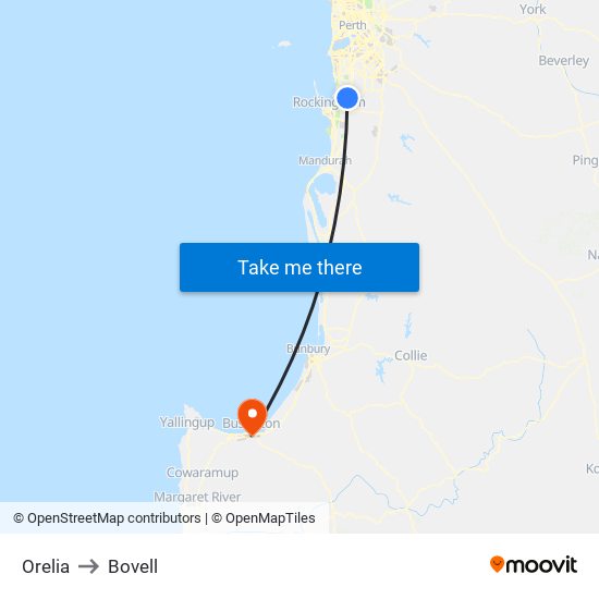 Orelia to Bovell map