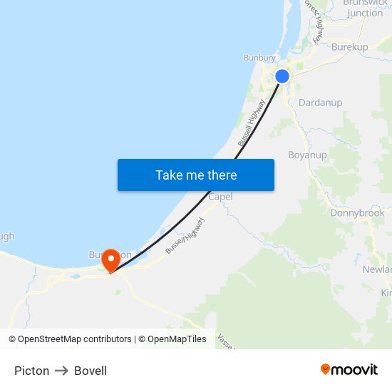 Picton to Bovell map