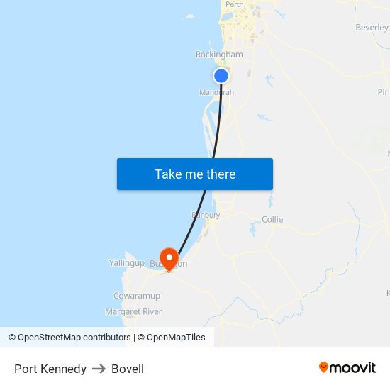 Port Kennedy to Bovell map