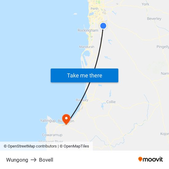 Wungong to Bovell map