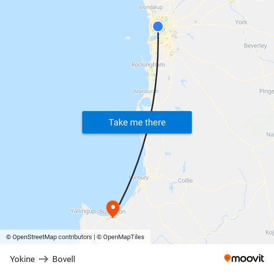 Yokine to Bovell map