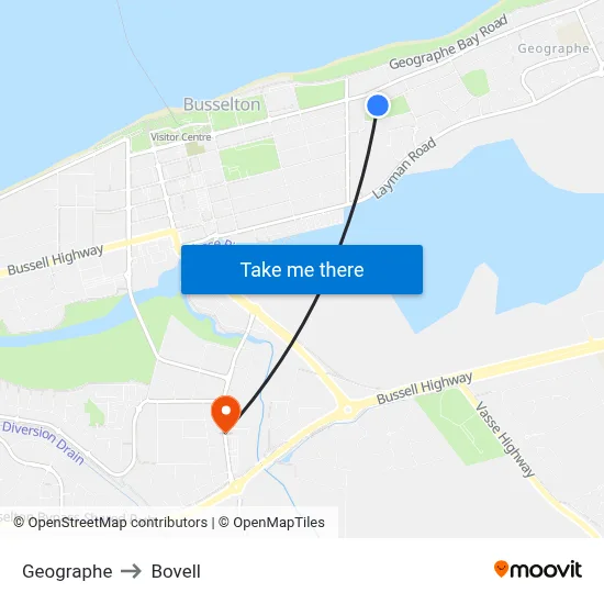 Geographe to Bovell map