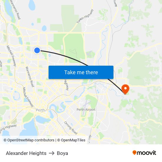 Alexander Heights to Boya map