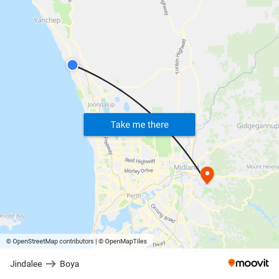 Jindalee to Boya map