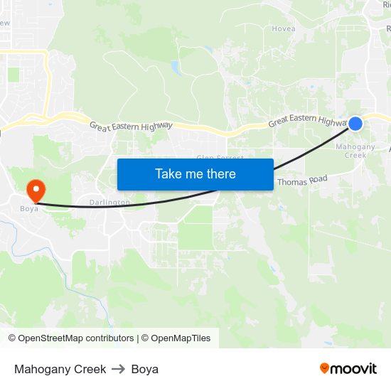 Mahogany Creek to Boya map
