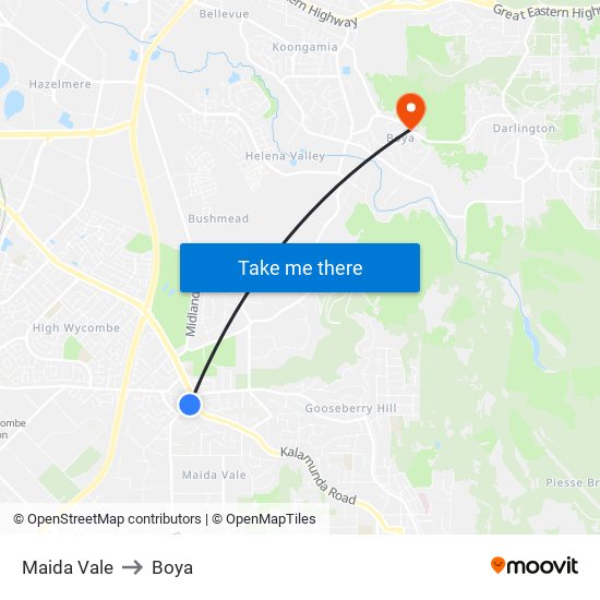 Maida Vale to Boya map