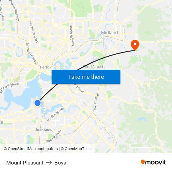 Mount Pleasant to Boya map