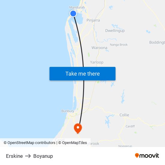 Erskine to Boyanup map