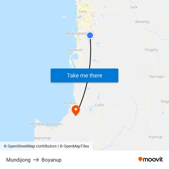 Mundijong to Boyanup map