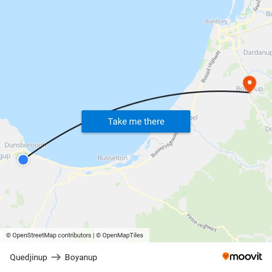 Quedjinup to Boyanup map