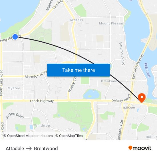 Attadale to Brentwood map