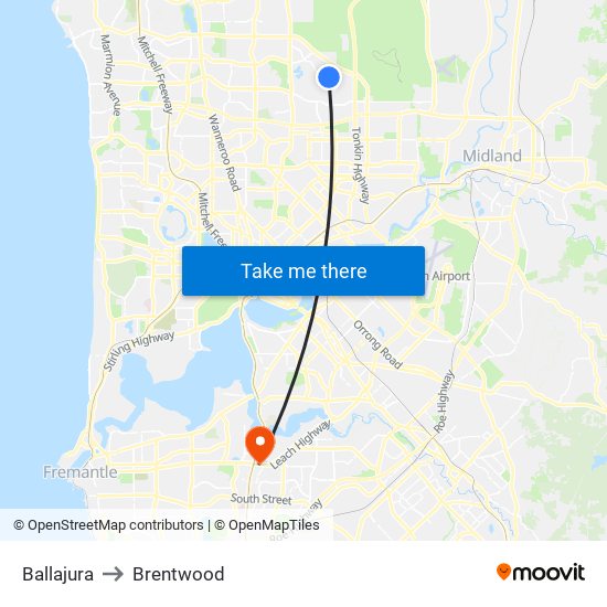 Ballajura to Brentwood map