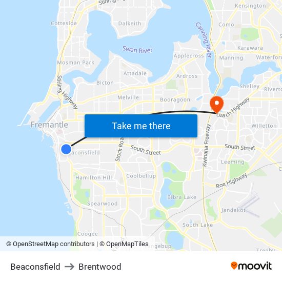 Beaconsfield to Brentwood map