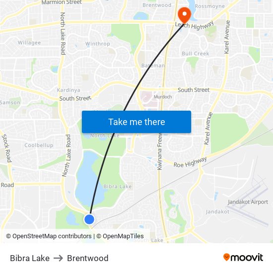 Bibra Lake to Brentwood map