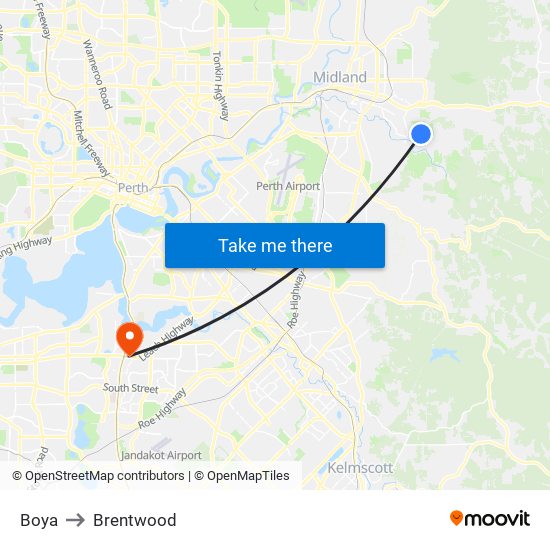 Boya to Brentwood map