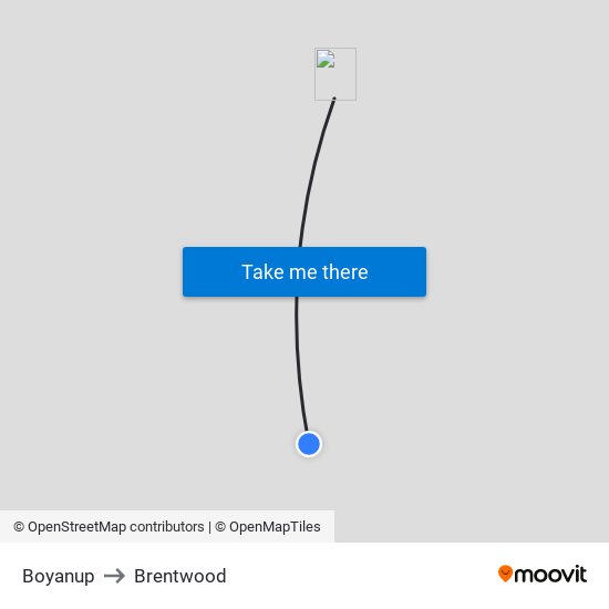 Boyanup to Brentwood map