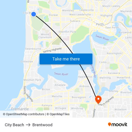 City Beach to Brentwood map