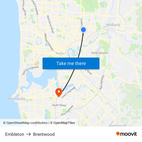 Embleton to Brentwood map