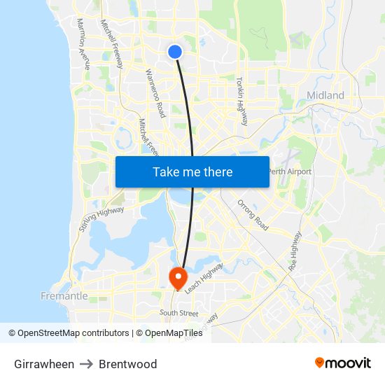 Girrawheen to Brentwood map