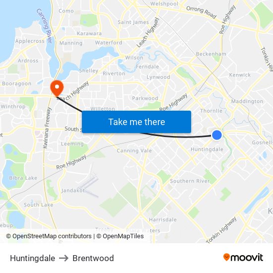 Huntingdale to Brentwood map