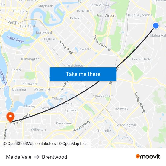 Maida Vale to Brentwood map