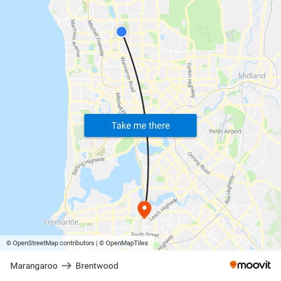 Marangaroo to Brentwood map