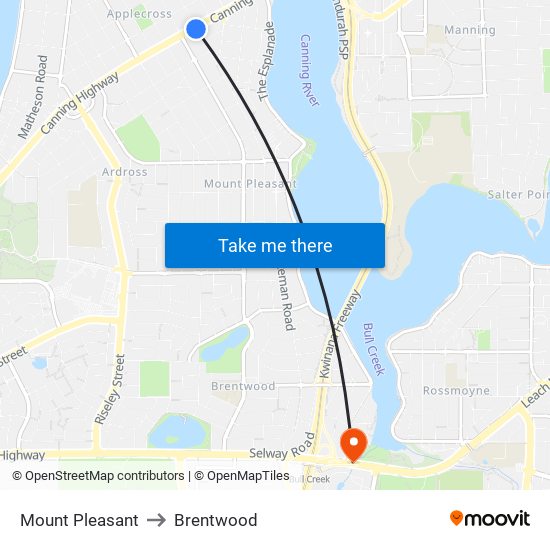 Mount Pleasant to Brentwood map