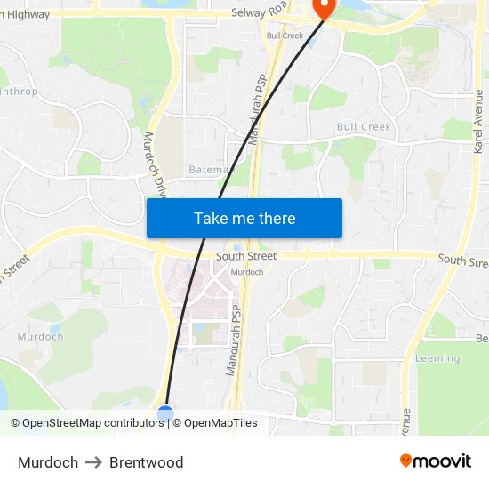 Murdoch to Brentwood map