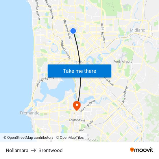 Nollamara to Brentwood map