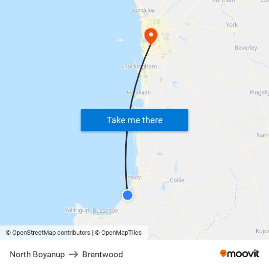 North Boyanup to Brentwood map