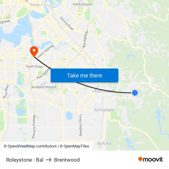 Roleystone - Bal to Brentwood map