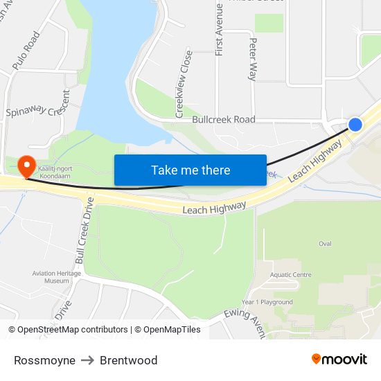 Rossmoyne to Brentwood map