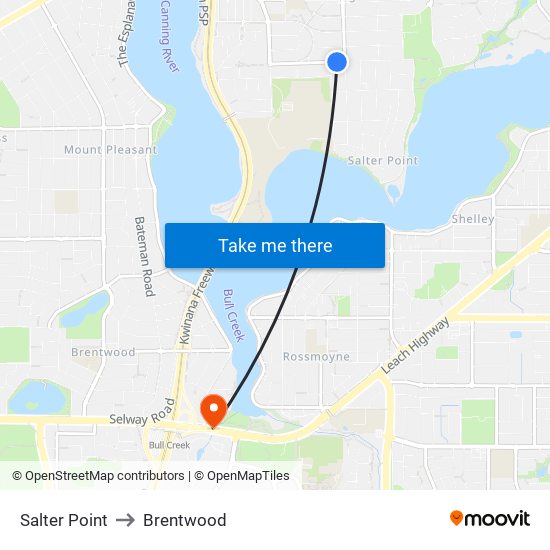 Salter Point to Brentwood map