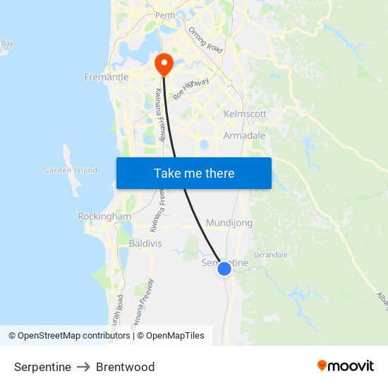 Serpentine to Brentwood map