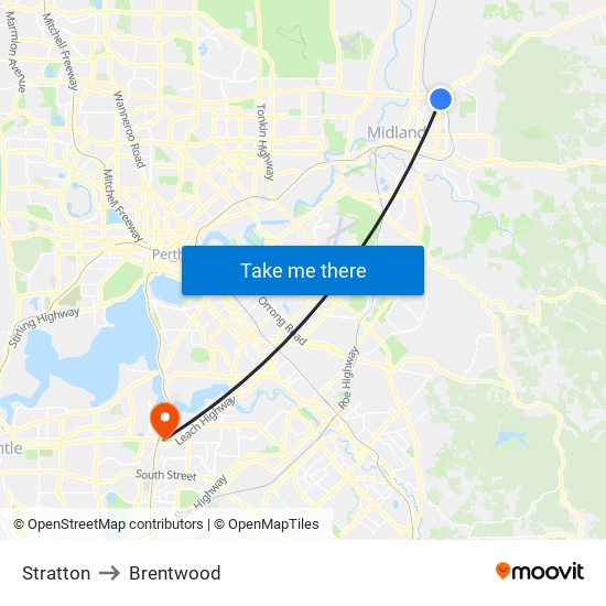 Stratton to Brentwood map