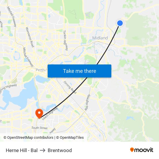 Herne Hill - Bal to Brentwood map