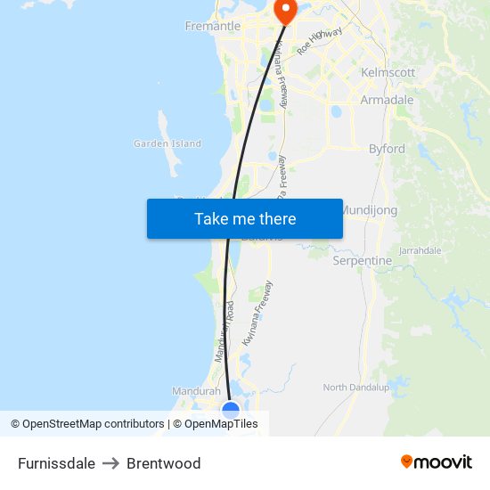 Furnissdale to Brentwood map