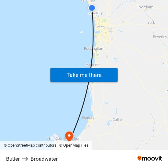 Butler to Broadwater map