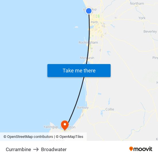 Currambine to Broadwater map