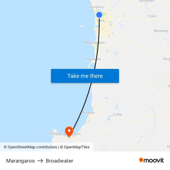 Marangaroo to Broadwater map