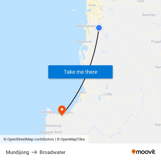 Mundijong to Broadwater map