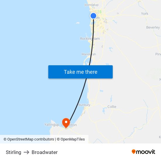 Stirling to Broadwater map