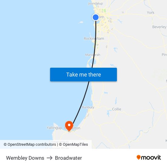 Wembley Downs to Broadwater map