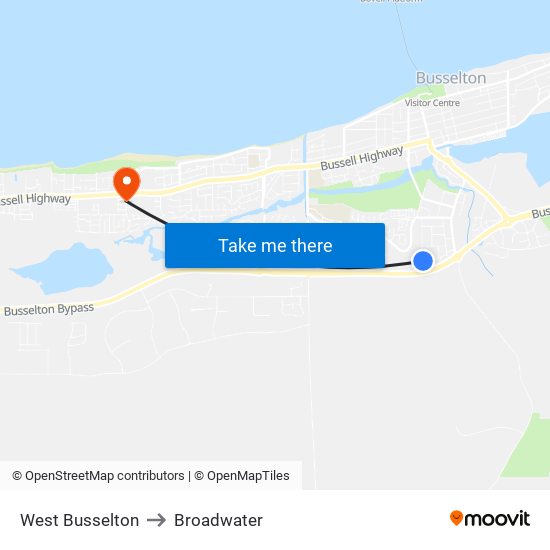 West Busselton to Broadwater map