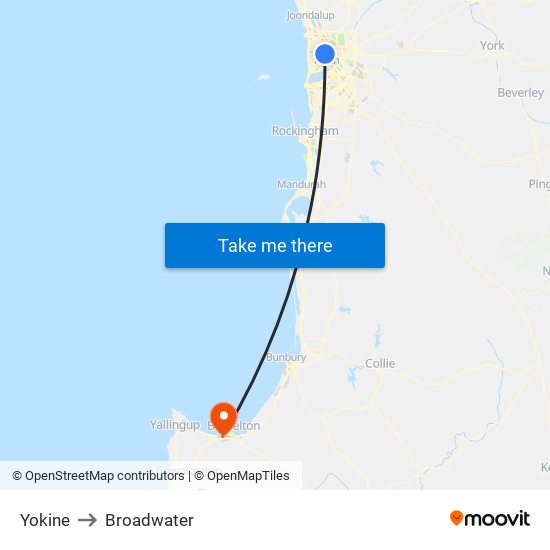 Yokine to Broadwater map