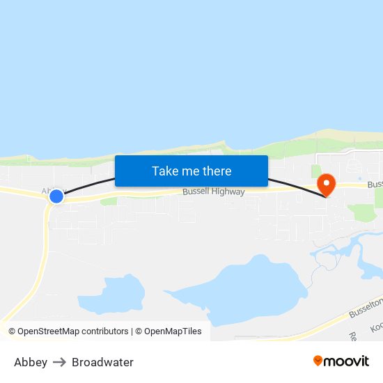 Abbey to Broadwater map