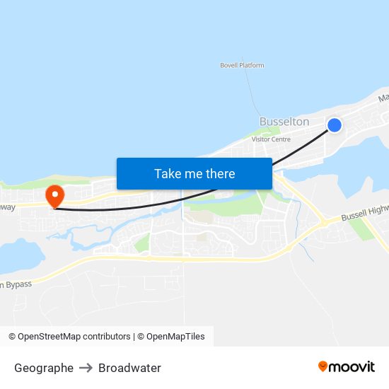 Geographe to Broadwater map